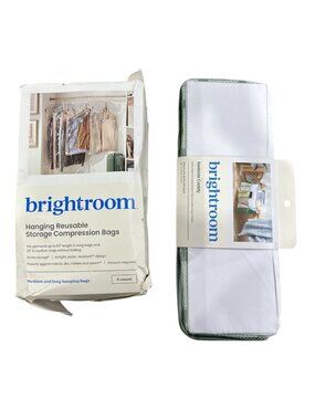 BRIGHTROOM Hanging Reusable Storage Compression Bags & Bedside Caddy (2 pack bun